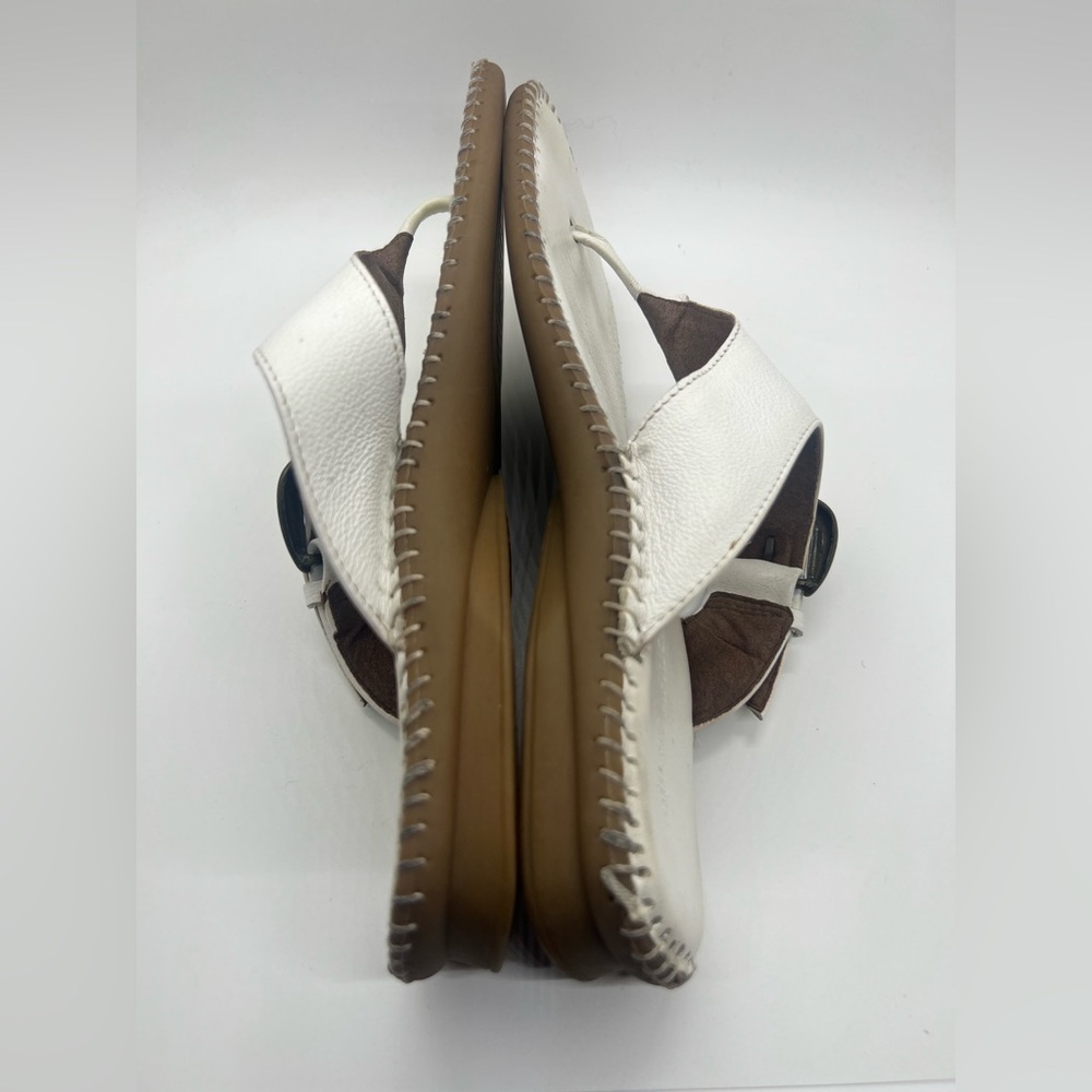 Soul of Africa White Leather Thong Sandals Size 7 Buckle Strap Handstitched - Picture 6 of 9